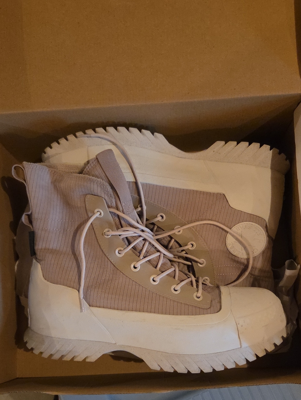 Converse Women's Lace-Up High-Top Boots in Beige and White